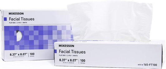 McKesson Facial Tissue. Pack of 3000 Tissue Paper 8.37" x 8.07" White 2-Ply Ultra-Soft Tissue Standard Size 100 Sheets Bathroom Tissue for Home; Offices; Clinics