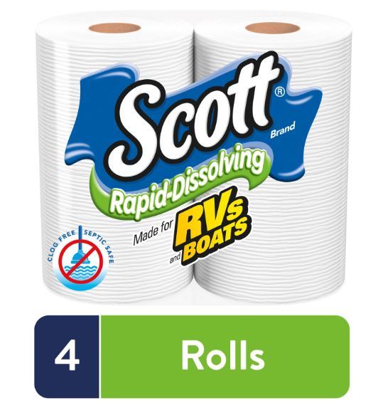 Scott Rapid-Dissolving Toilet Paper, 4 Regular Rolls